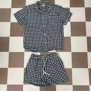 Petite Plume Black and White Gingham Pajama Set Size Large